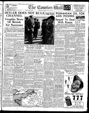 Cover of the Courier-Mail on Saturday 27 July 1940